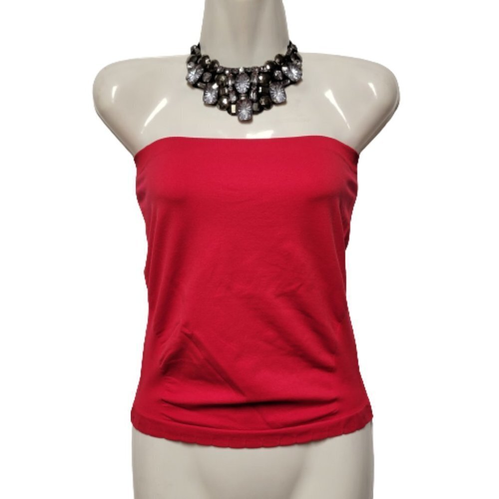 STRAPLESS Red Long Tube Tank Top Stretchy Tube Top Camisole- New With Tags